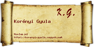 Korényi Gyula névjegykártya